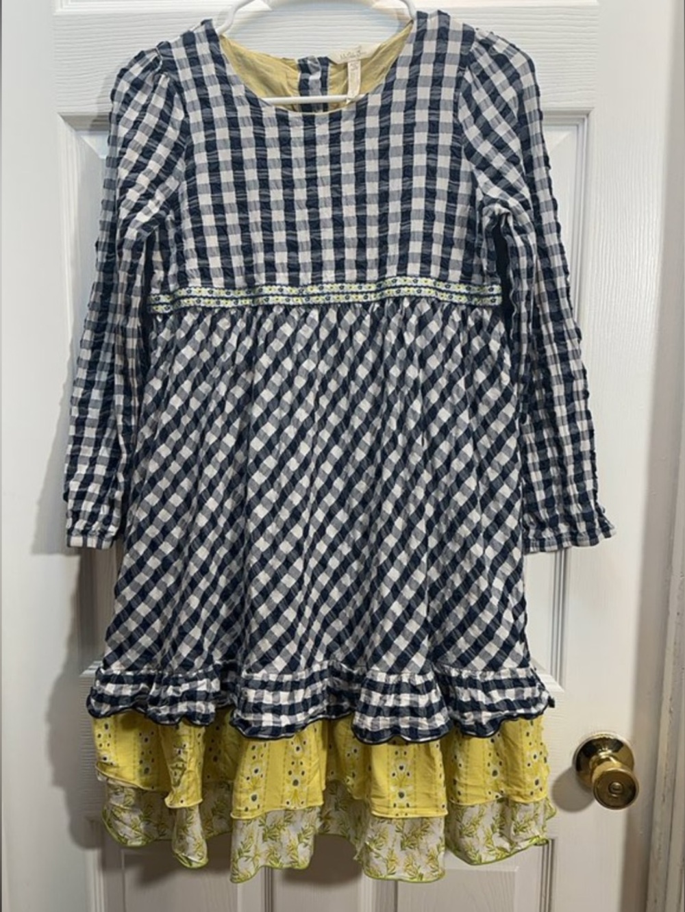 Matilda Jane Navy and Yellow Gingham Layered Dress